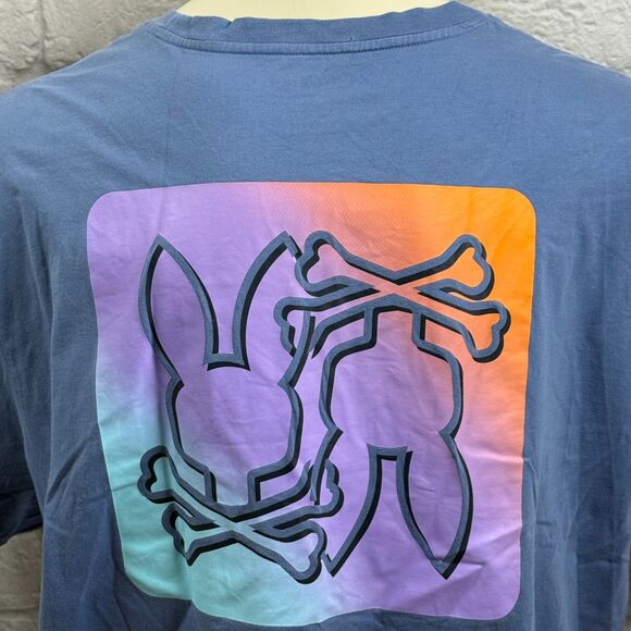 Psycho Bunny Graphic Rabbit Skull And Crossbones Men's 3XL T-Shirt Ombre Print - Picture 5 of 8